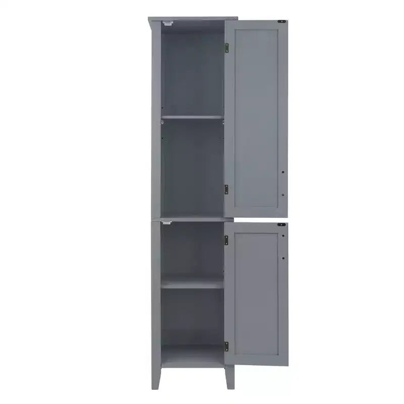 Mid Century Modern Wooden Linen Tower Cabinet, Gray