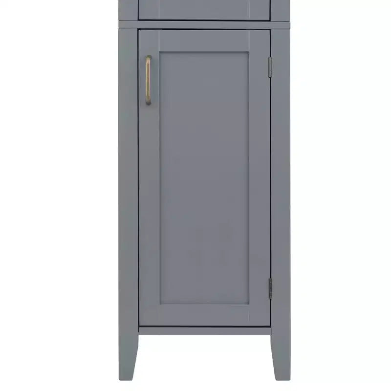 Mid Century Modern Wooden Linen Tower Cabinet, Gray