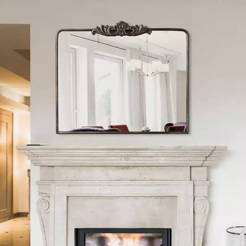 29" x 37" Ornate Metal Accent Wall Mirror Antique Bronze: Rectangular, No Assembly, Includes Mount Hardware