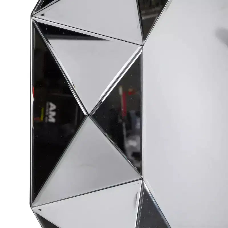 Large Round Silver Starburst Wall Mirror - 39.5" Diameter, Beveled Glass, MDF Frame, Glam Style, Indoor