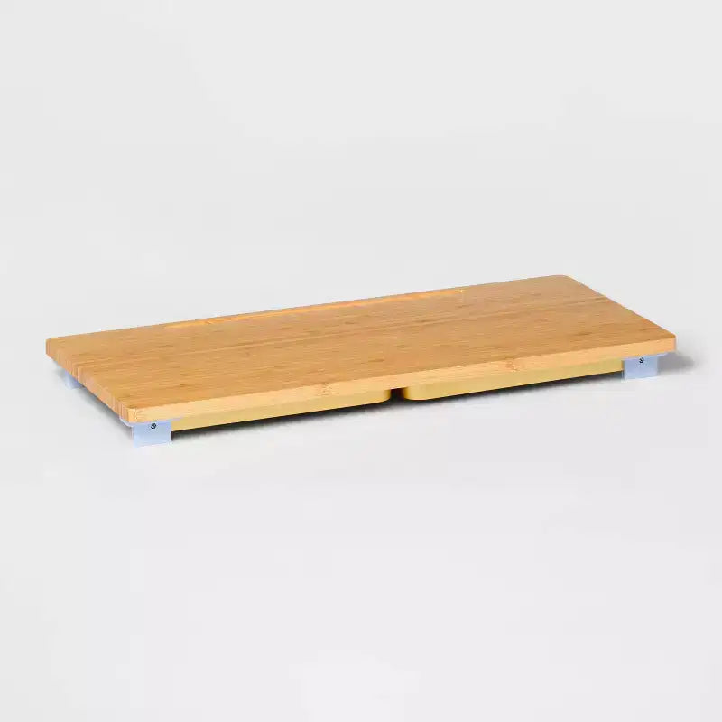 Collapsible Bamboo Lap Desk with Gold-Tone Frame and Pencil Tray - 26.5"W, Foldable, Brown
