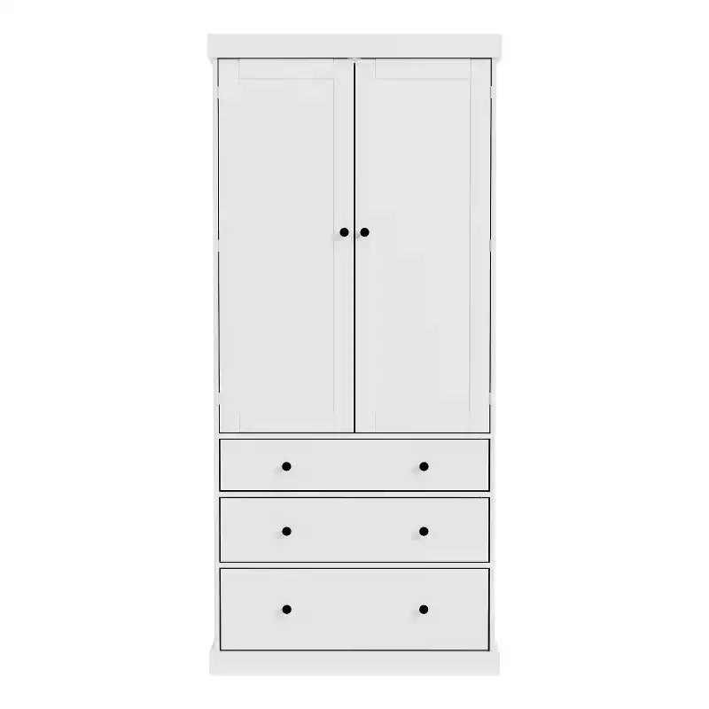 77" Freestanding Kitchen Pantry Cabinet - 3 Adjustable Shelves, 3 Drawers, 8 Door Shelves, Painted MDF, 35"W x 17.7"D
