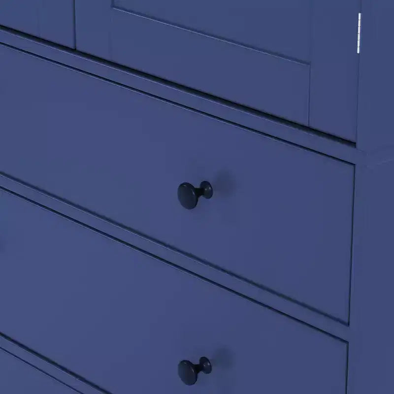 77" Freestanding Kitchen Pantry Cabinet - 3 Adjustable Shelves, 3 Drawers, 8 Door Shelves, Painted MDF, 35"W x 17.7"D