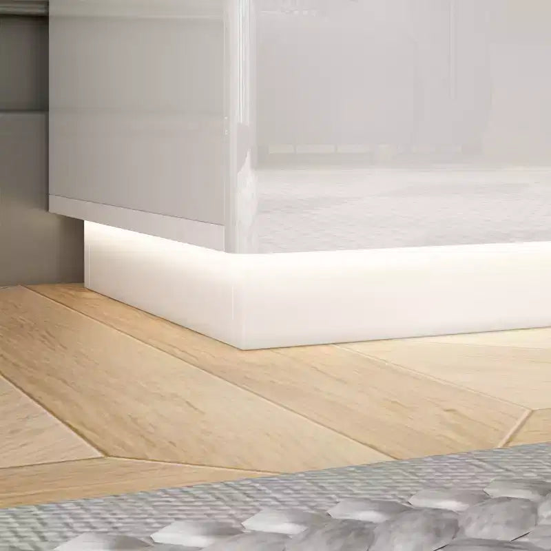 High Gloss 5-Drawer Dresser with LED Underlight and Concealed Handles - MDF, 32"W x 43"H, Bedroom Chest of Drawers