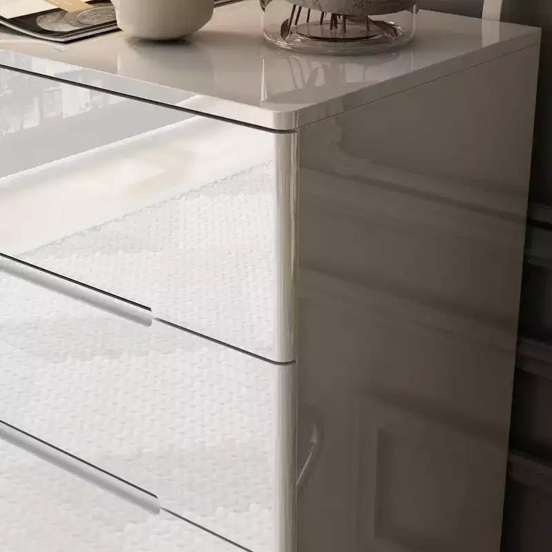 High Gloss 5-Drawer Dresser with LED Underlight and Concealed Handles - MDF, 32"W x 43"H, Bedroom Chest of Drawers