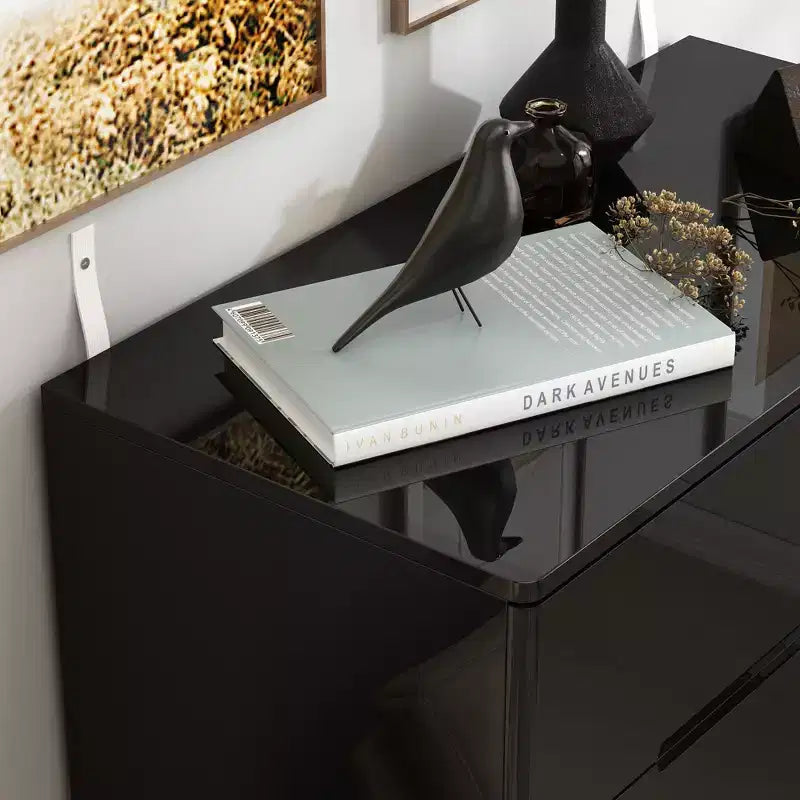 High Gloss 5-Drawer Dresser with LED Underlight and Concealed Handles - MDF, 32"W x 43"H, Bedroom Chest of Drawers