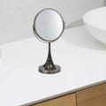 Eiffel Tower Embroidered Vanity Mirror - Rustic Brushed Gold, Double-Sided Standard & 3X Magnification, Parisian Style