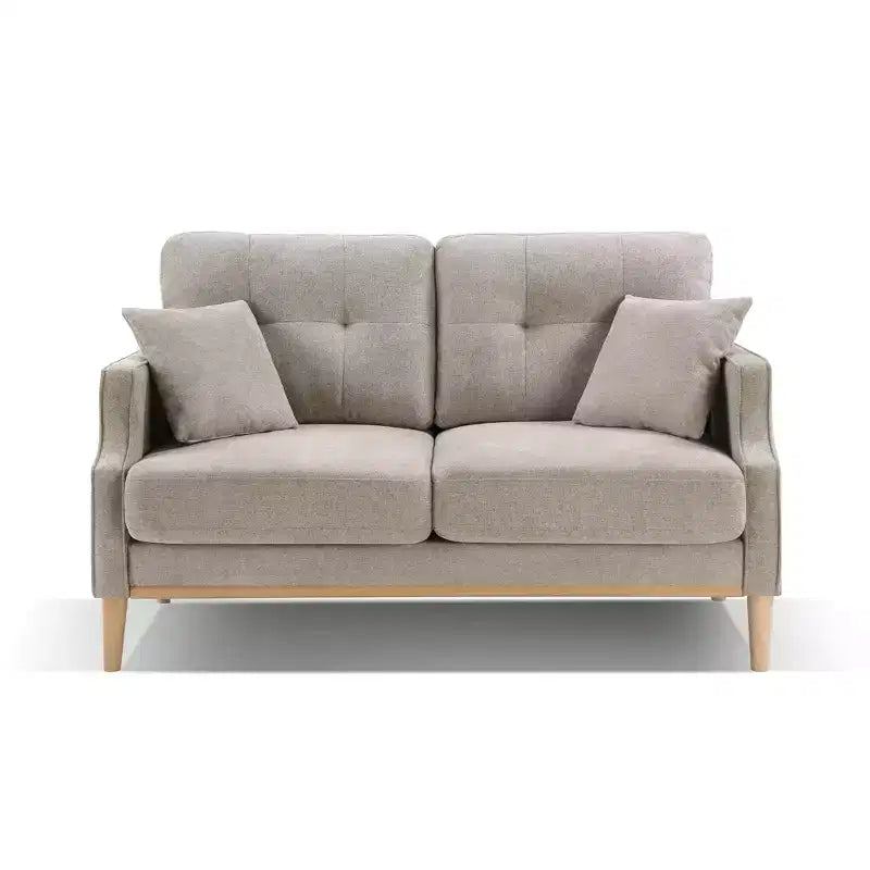 56.7" Waterproof Button Tufted 2-Seater Sofa with Wood Legs and USB Outlet
