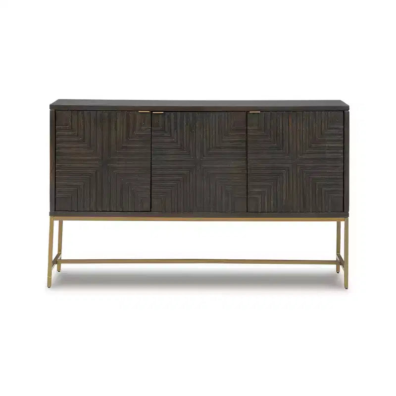 Contemporary Accent Cabinet, Brown/Gold Finish