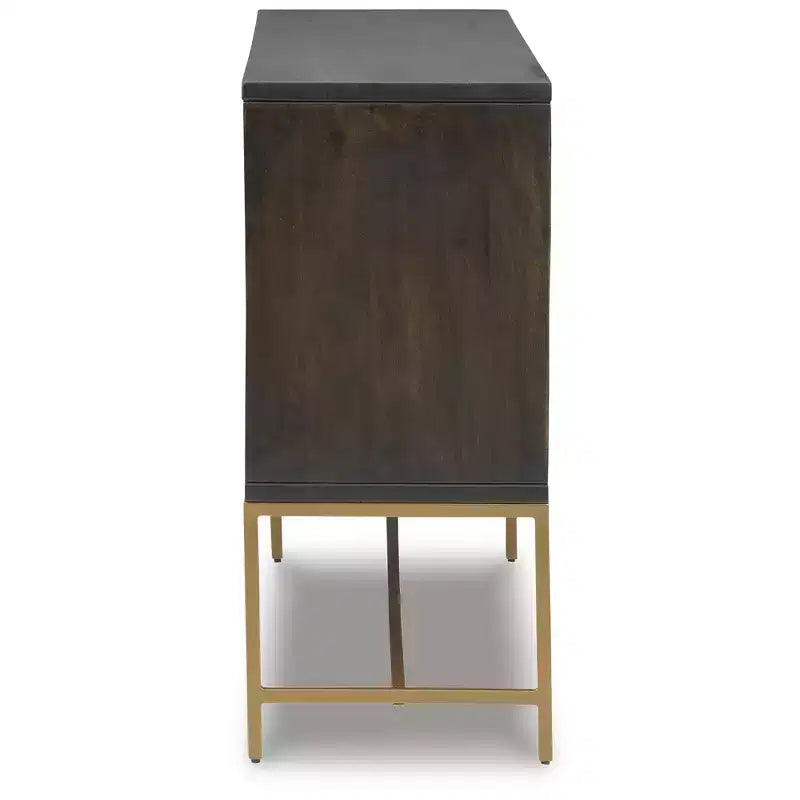 Contemporary Accent Cabinet, Brown/Gold Finish