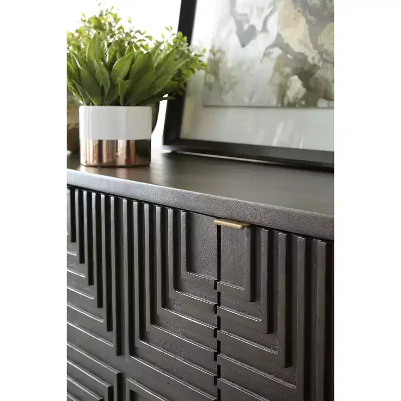 Contemporary Accent Cabinet, Brown/Gold Finish