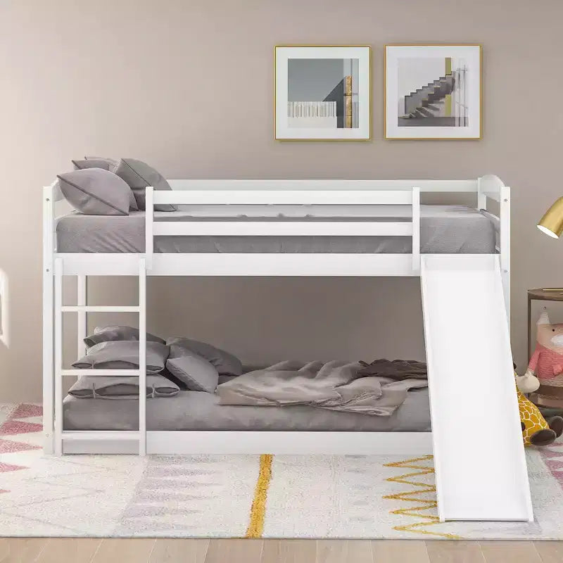 Twin over Twin Bunk Bed with Convertible Slide and Ladder