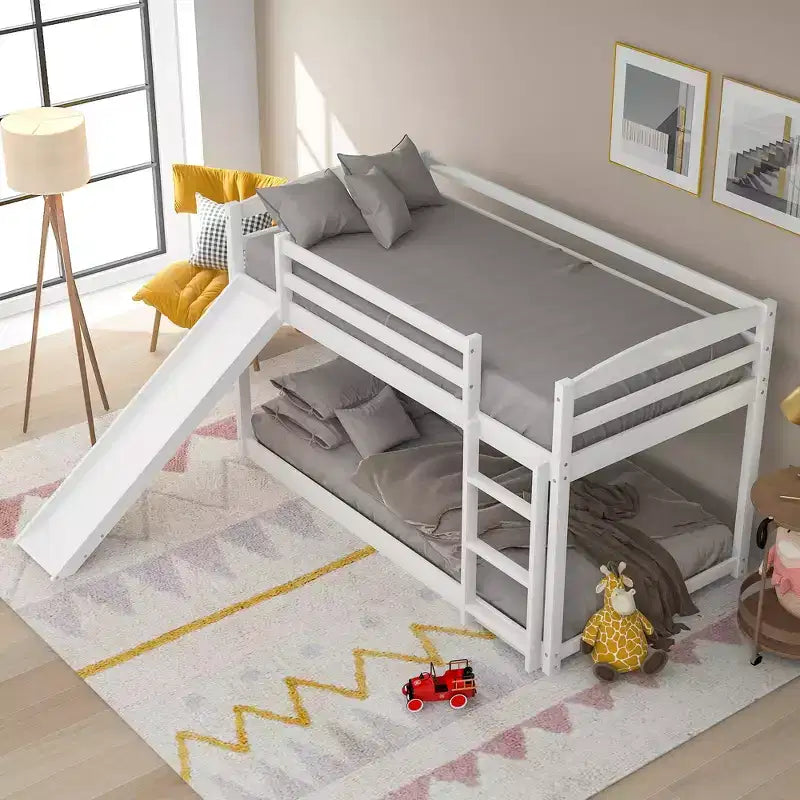 Twin over Twin Bunk Bed with Convertible Slide and Ladder