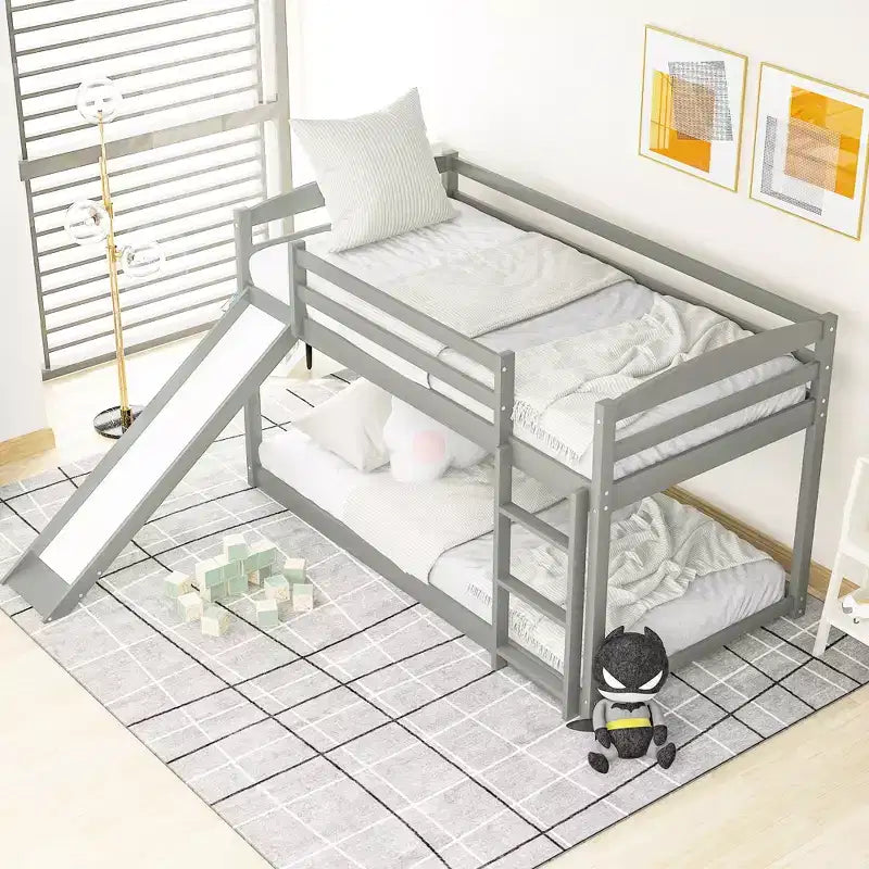 Twin over Twin Bunk Bed with Convertible Slide and Ladder