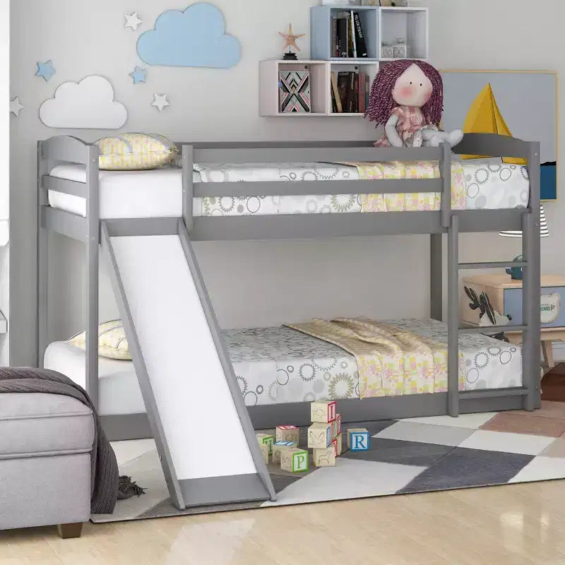 Twin over Twin Bunk Bed with Convertible Slide and Ladder