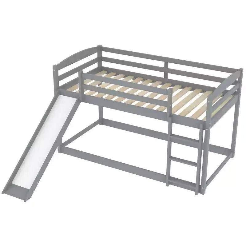 Twin over Twin Bunk Bed with Convertible Slide and Ladder