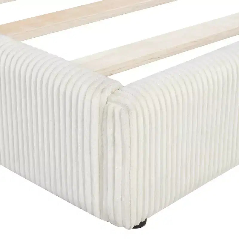 Twin/Full Size L-Shaped Corduroy Upholstered Daybed, 4D