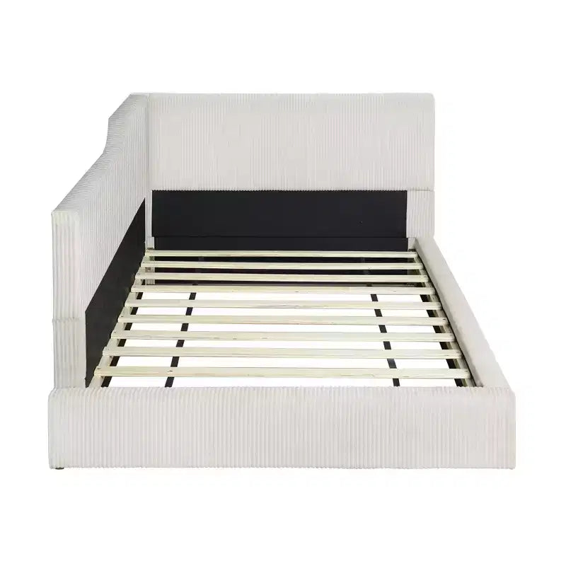 Twin/Full Size L-Shaped Corduroy Upholstered Daybed, 4D