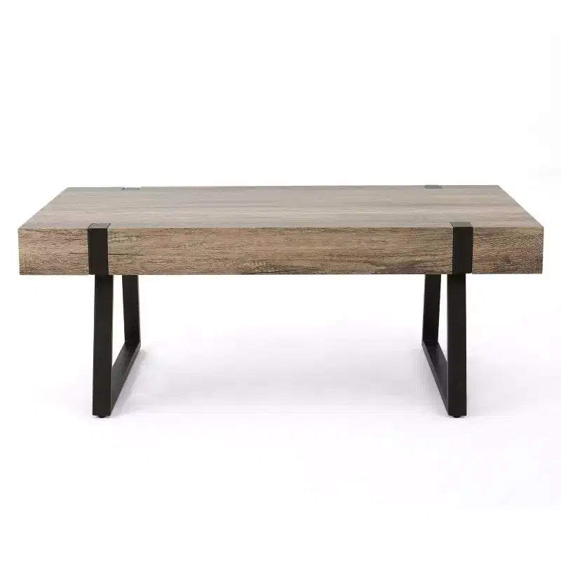 43W Industrial Coffee Table Cocktail Table Center Table with Thick Top, Canyon Grey