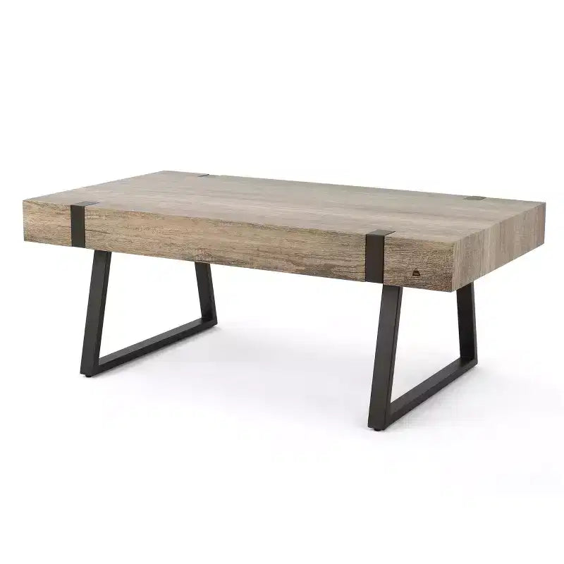 43W Industrial Coffee Table Cocktail Table Center Table with Thick Top, Canyon Grey