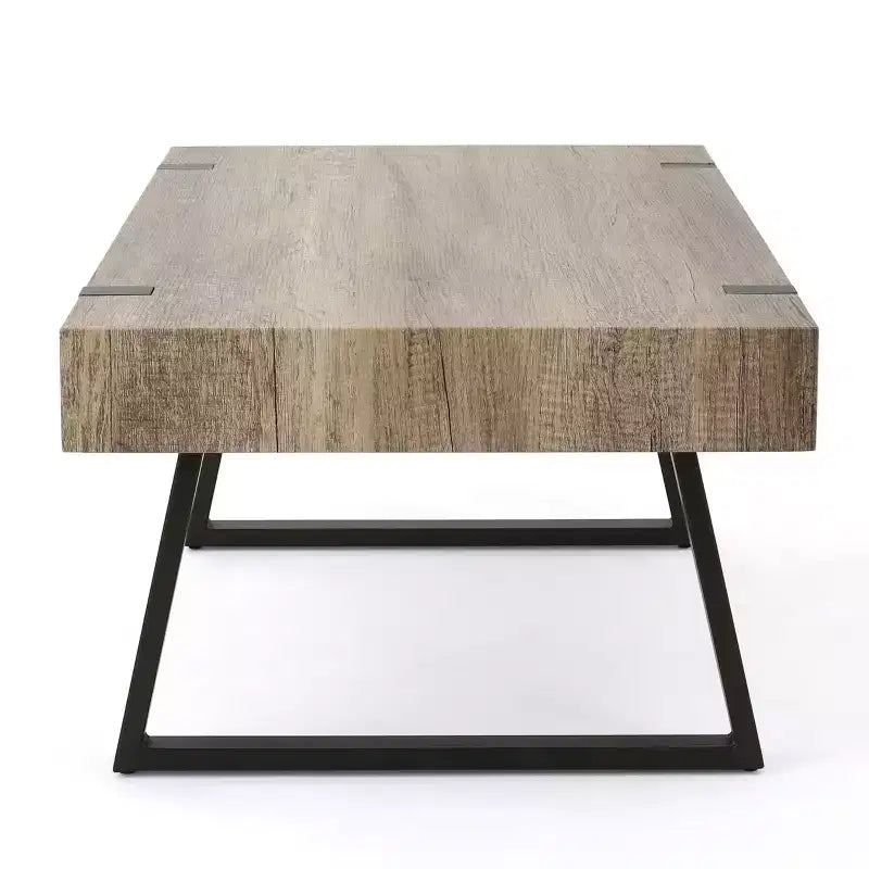 43W Industrial Coffee Table Cocktail Table Center Table with Thick Top, Canyon Grey