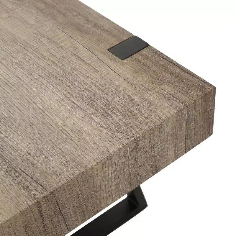 43W Industrial Coffee Table Cocktail Table Center Table with Thick Top, Canyon Grey