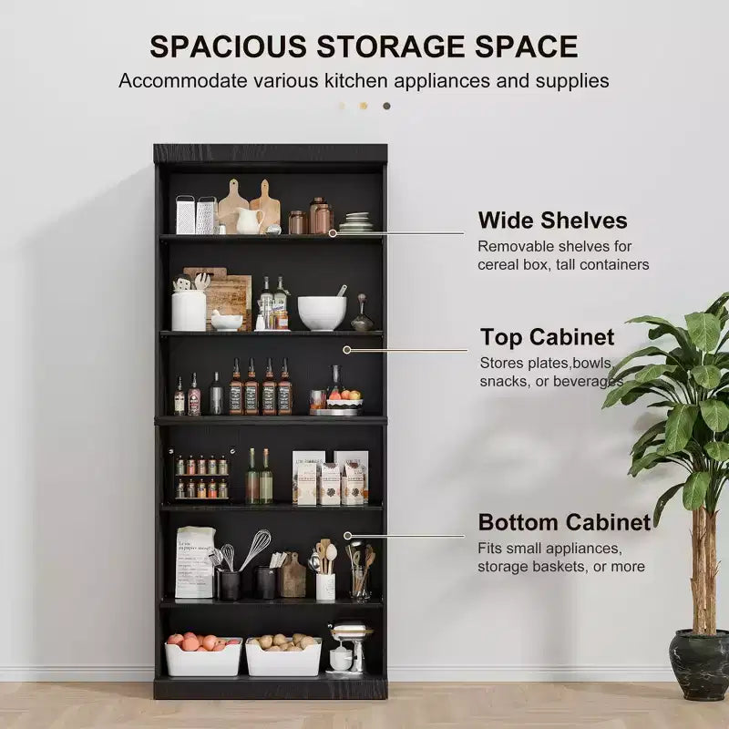 36x31x16 Wood Accent Cabinet with Adjustable Shelf Storage Cabinet without Door, Black