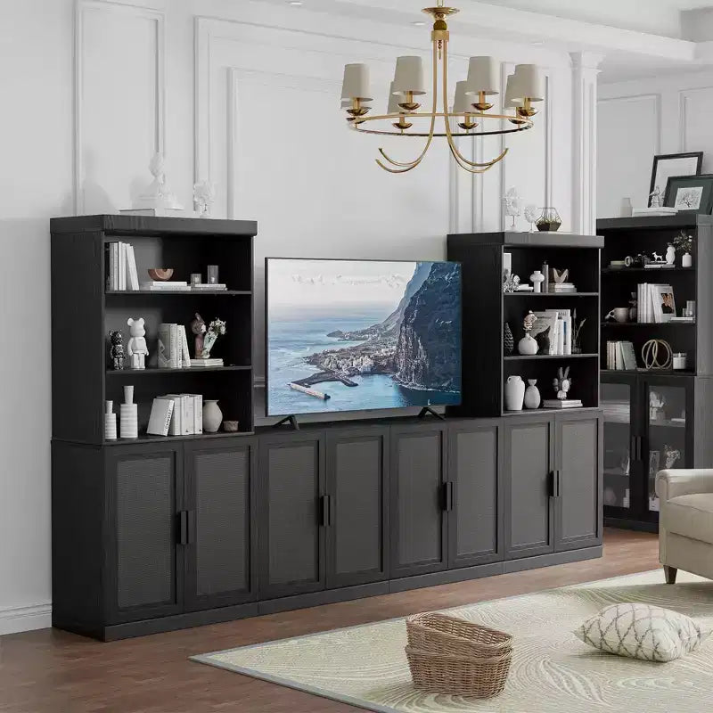 36x31x16 Wood Accent Cabinet with Adjustable Shelf Storage Cabinet without Door, Black