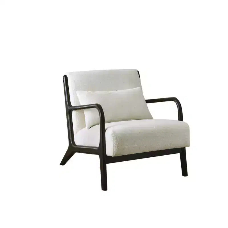 Mid-Century Modern Accent Chair with Removable Lumbar Pillow - 8.25" Cushion, 105° Recline, Chenille Upholstery, Solid Wood Legs