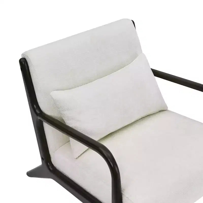 Mid-Century Modern Accent Chair with Removable Lumbar Pillow - 8.25" Cushion, 105° Recline, Chenille Upholstery, Solid Wood Legs