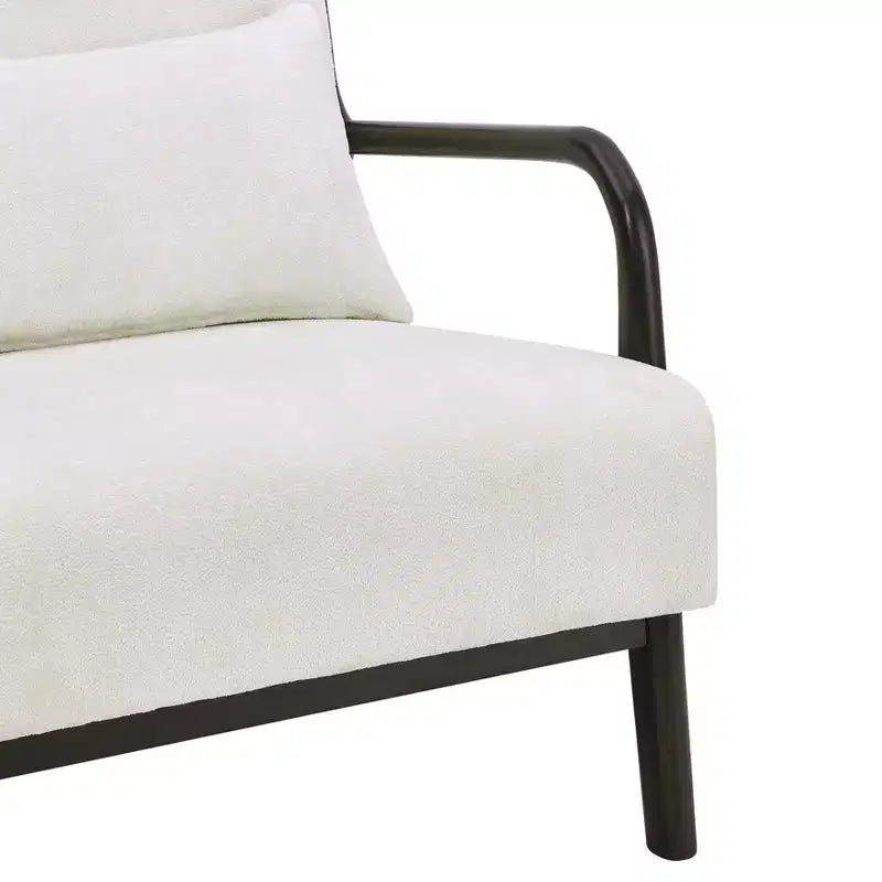 Mid-Century Modern Accent Chair with Removable Lumbar Pillow - 8.25" Cushion, 105° Recline, Chenille Upholstery, Solid Wood Legs