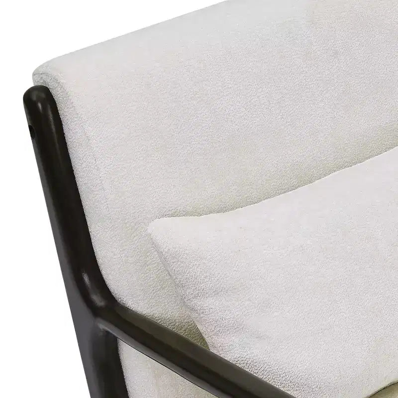 Mid-Century Modern Accent Chair with Removable Lumbar Pillow - 8.25" Cushion, 105° Recline, Chenille Upholstery, Solid Wood Legs