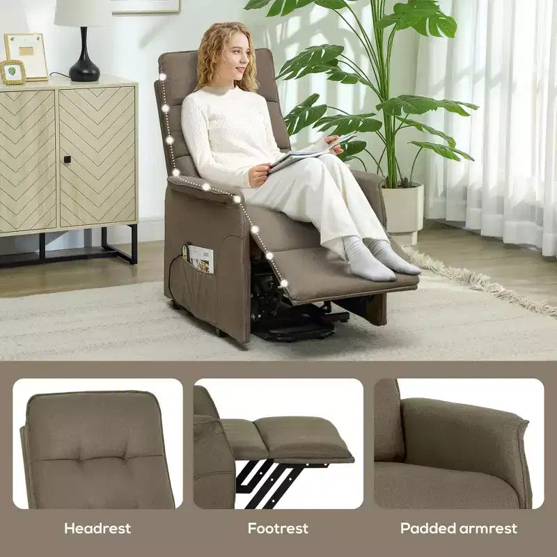 Power Lift Recliner Chair, Electric Reclining Chair with Remote, Side Pockets, Pocket Spring, Tufted Back, Quick Assembly