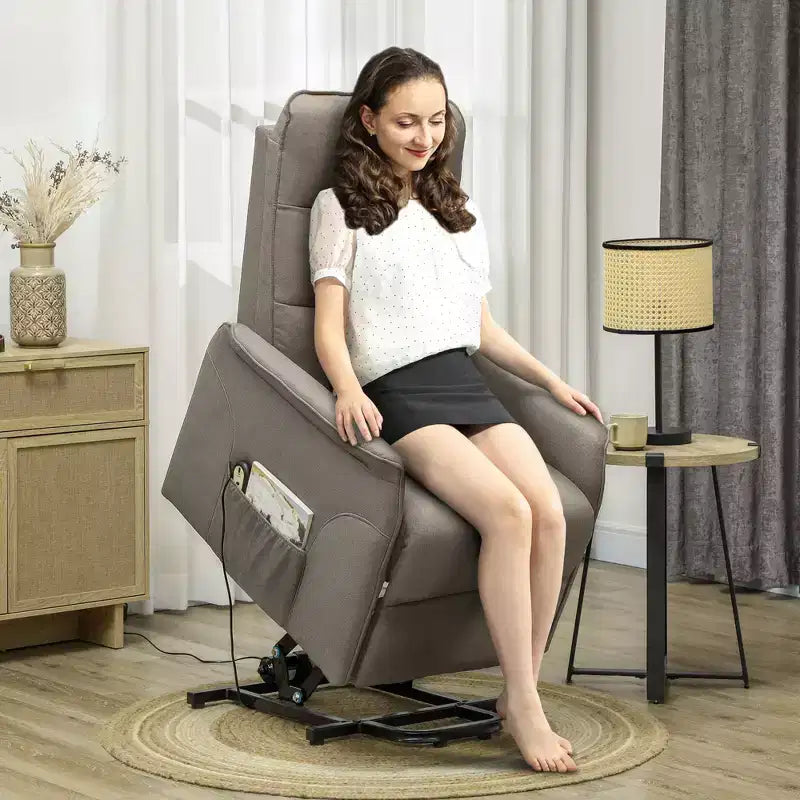 Power Lift Recliner Chair, Electric Reclining Chair with Remote, Side Pockets, Pocket Spring, Tufted Back, Quick Assembly