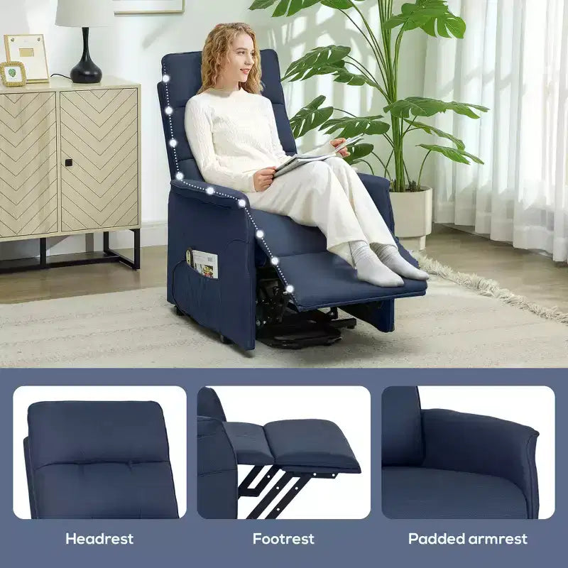 Power Lift Recliner Chair, Electric Reclining Chair with Remote, Side Pockets, Pocket Spring, Tufted Back, Quick Assembly