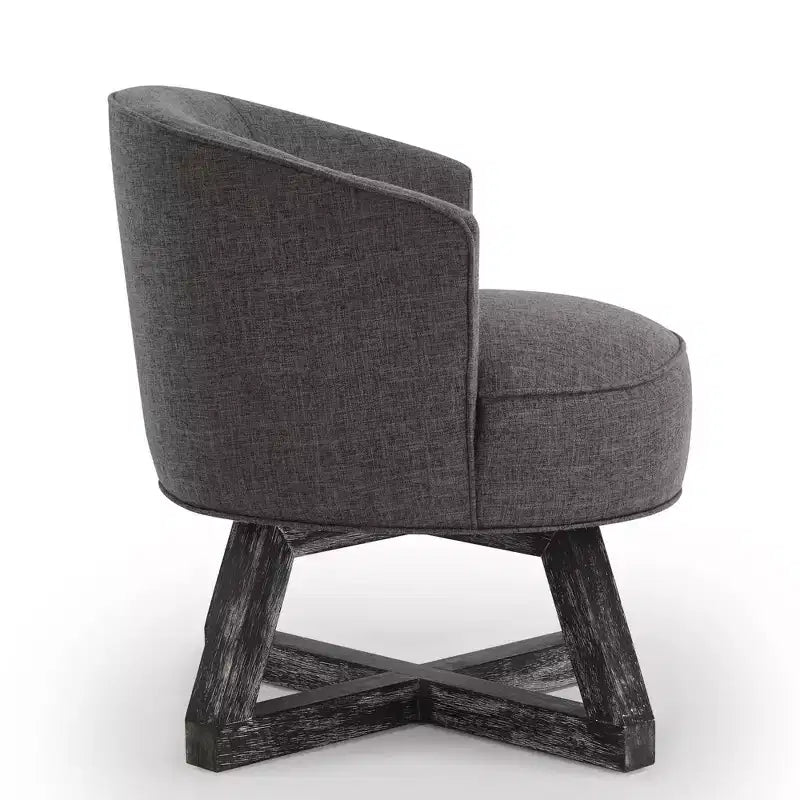 360 Swivel Linen Lounge Chair - Rubberwood Cross Base, Foam Fill, 300 lb Capacity, 29"H x 27"W x 26"D