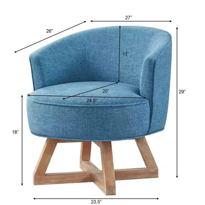 360 Swivel Linen Lounge Chair - Rubberwood Cross Base, Foam Fill, 300 lb Capacity, 29"H x 27"W x 26"D