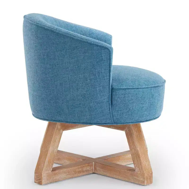 360 Swivel Linen Lounge Chair - Rubberwood Cross Base, Foam Fill, 300 lb Capacity, 29"H x 27"W x 26"D