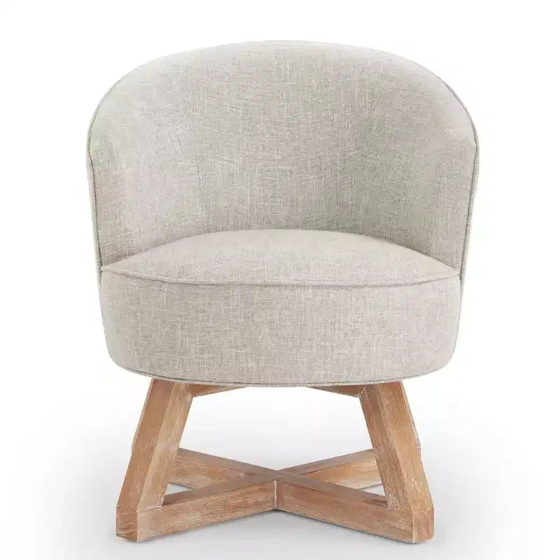 360 Swivel Linen Lounge Chair - Rubberwood Cross Base, Foam Fill, 300 lb Capacity, 29"H x 27"W x 26"D