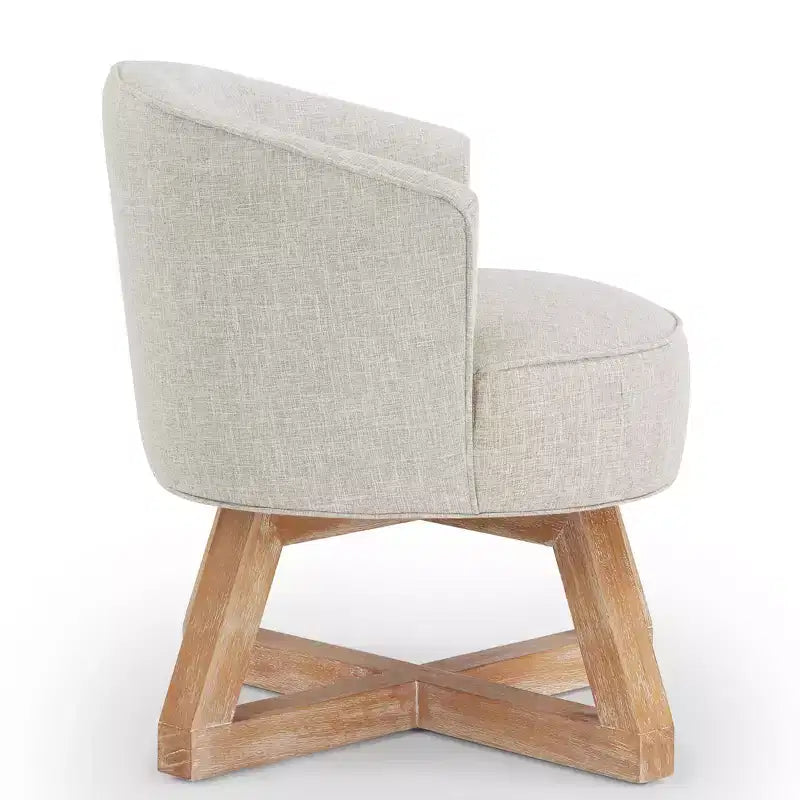 360 Swivel Linen Lounge Chair - Rubberwood Cross Base, Foam Fill, 300 lb Capacity, 29"H x 27"W x 26"D