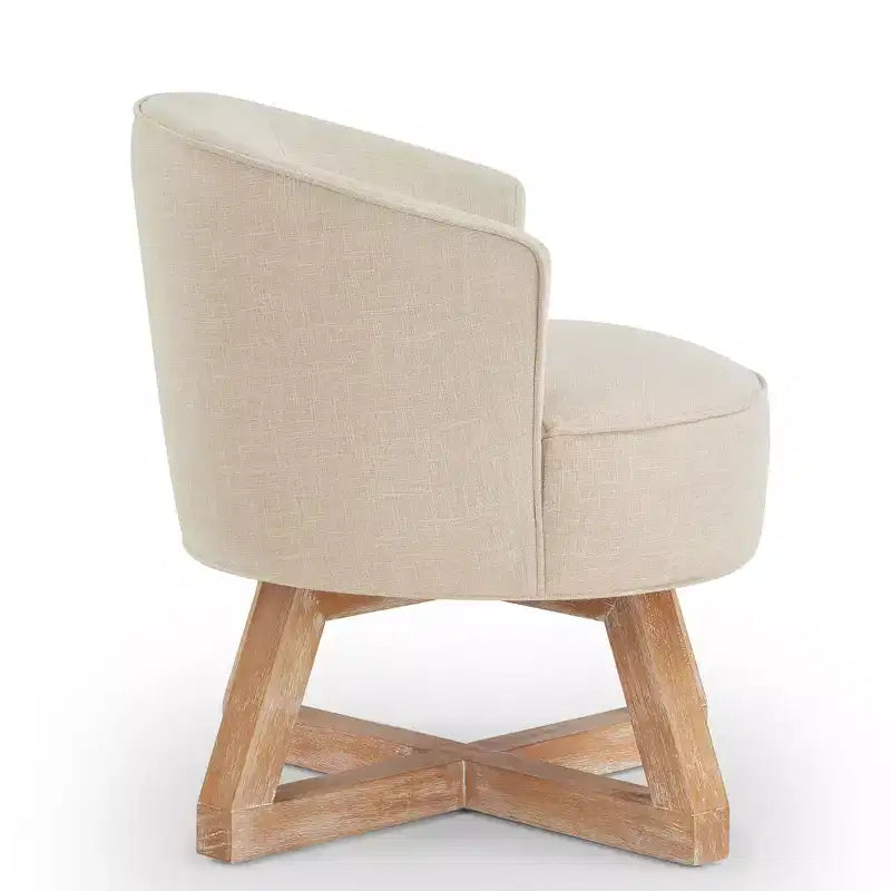 360 Swivel Linen Lounge Chair - Rubberwood Cross Base, Foam Fill, 300 lb Capacity, 29"H x 27"W x 26"D