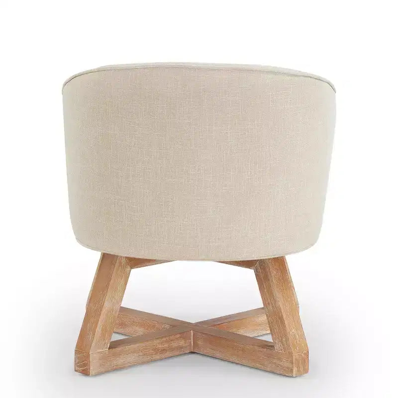 360 Swivel Linen Lounge Chair - Rubberwood Cross Base, Foam Fill, 300 lb Capacity, 29"H x 27"W x 26"D