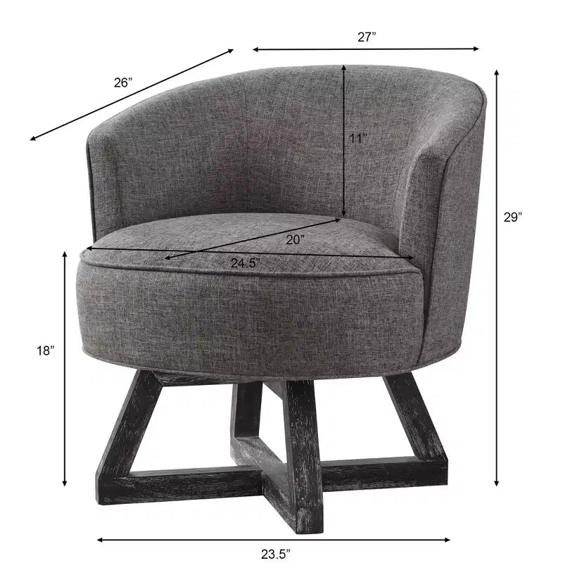 360 Swivel Linen Lounge Chair - Rubberwood Cross Base, Foam Fill, 300 lb Capacity, 29"H x 27"W x 26"D
