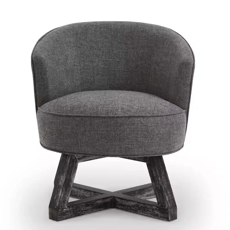 360 Swivel Linen Lounge Chair - Rubberwood Cross Base, Foam Fill, 300 lb Capacity, 29"H x 27"W x 26"D