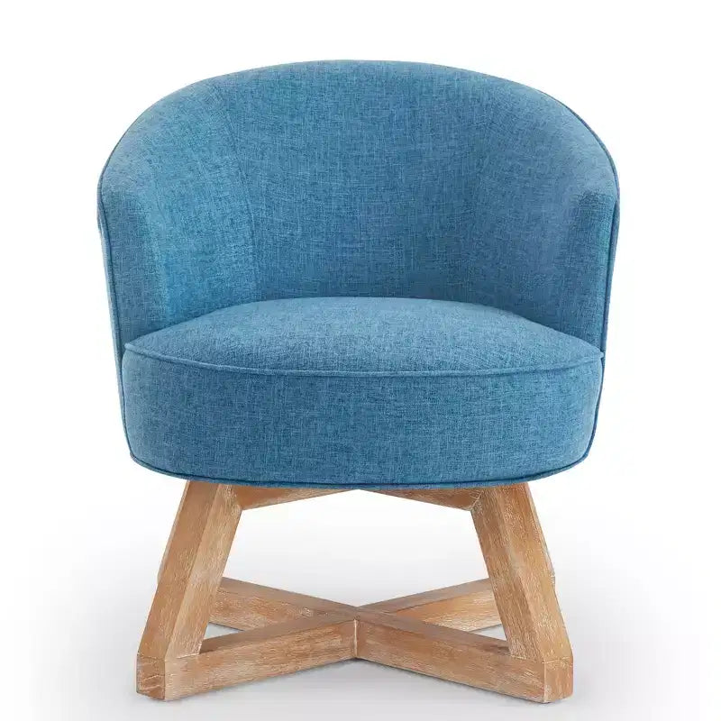 360 Swivel Linen Lounge Chair - Rubberwood Cross Base, Foam Fill, 300 lb Capacity, 29"H x 27"W x 26"D