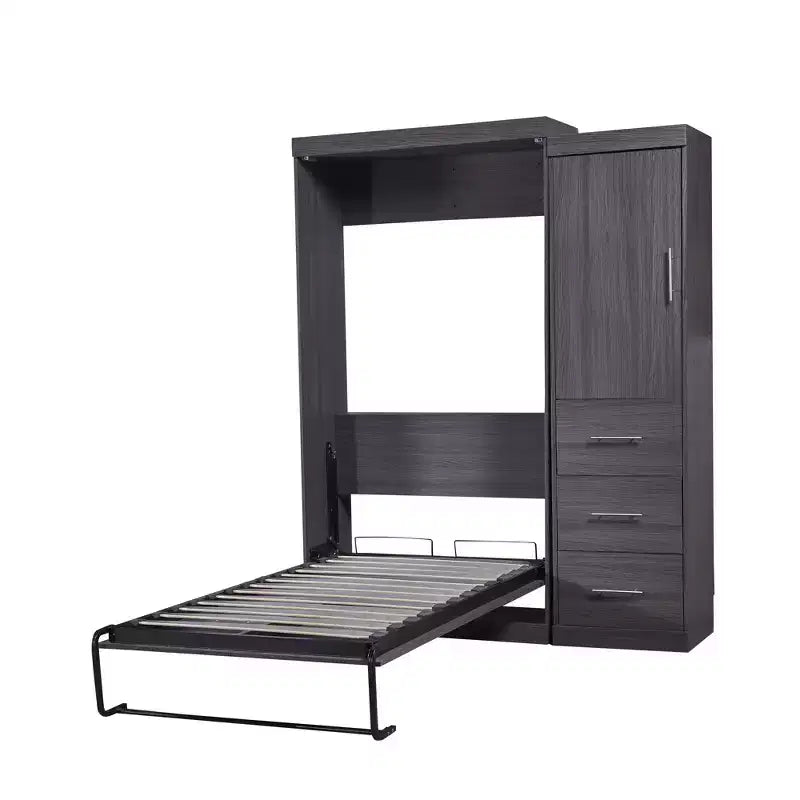 Wood Murphy Bed with Wardrobe and Drawers