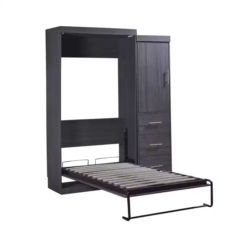 Wood Murphy Bed with Wardrobe and Drawers