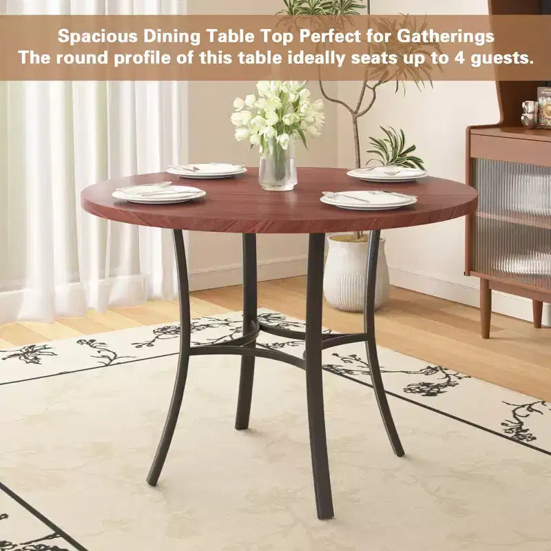 36 Round Dining Table for 4, Faux Marble Bar Table Top with Metal Legs for Kitchen, Small Spaces
