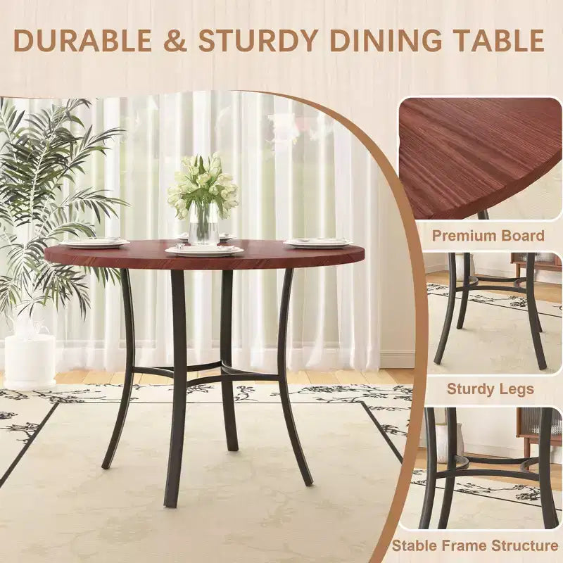 36 Round Dining Table for 4, Faux Marble Bar Table Top with Metal Legs for Kitchen, Small Spaces