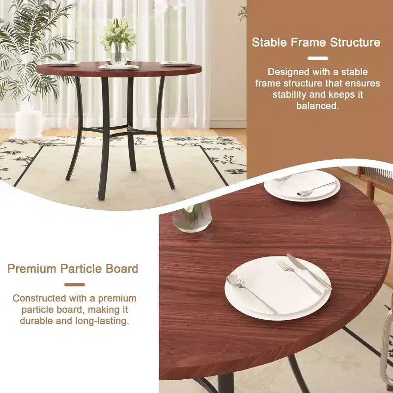 36 Round Dining Table for 4, Faux Marble Bar Table Top with Metal Legs for Kitchen, Small Spaces